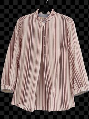 Noa Noa Striped Ruffle-Collar Blouse in Pink Size 40